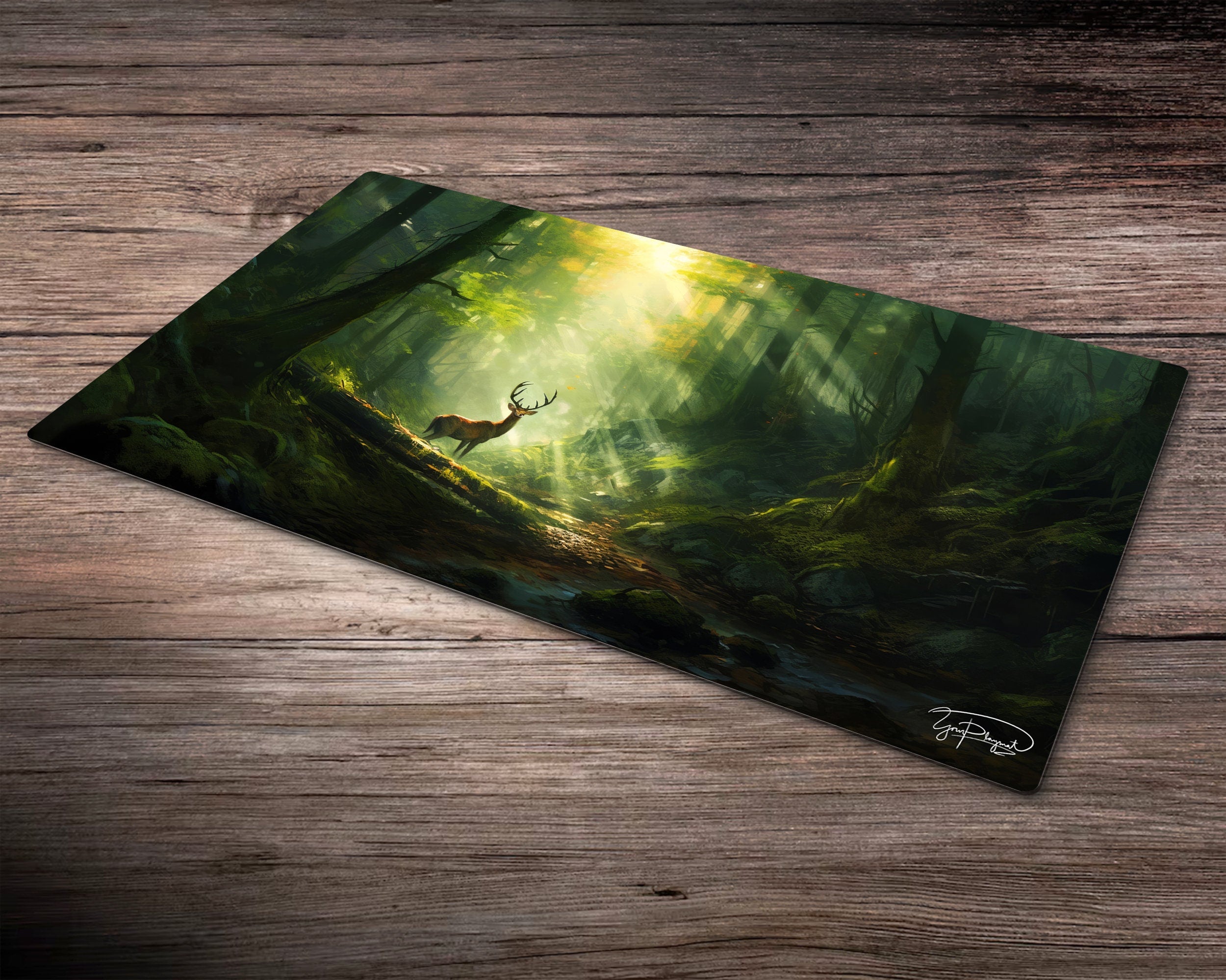 The Sentinel's Forest Domain - MTG Spielmatte - 24 x 14 inches - MTG Geschenke - MTG Zubehör - Magie Tischmatte - Stitched Playmat