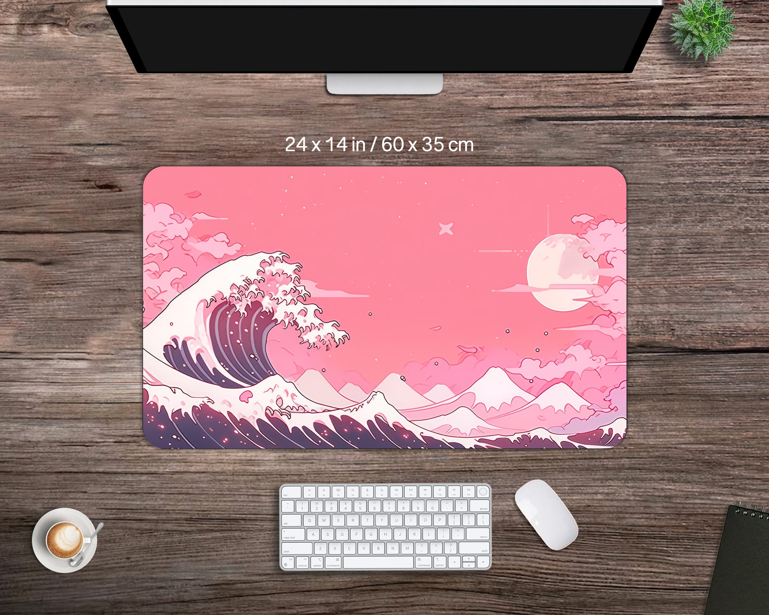 Japanese Big Wave - Big Wave Pastel Mousepad - Versatile Desk Mat - High-quality, Multipurpose, Perfect for Home/Office - Gaming Desk Mat