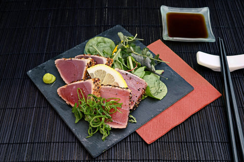 tuna and salad on a plate
