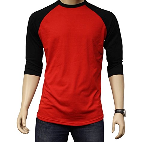 black baseball shirt with red sleeves