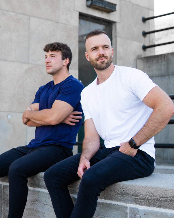 Men's Drop Shoulder Tee 3 Pack in White, Bone, Pitch Black