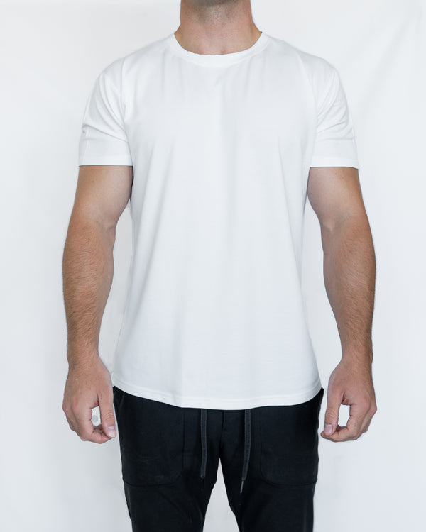 WHITE OVERSIZED LUXURY QUALITY DROP SHOULDER MOCK NECK GRAPHIC T-SHIRT –  tremendousthebrand