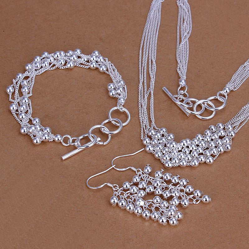 silver plated grape style jewelry sets silver-plated necklace bracelet earring SMTS137 MP