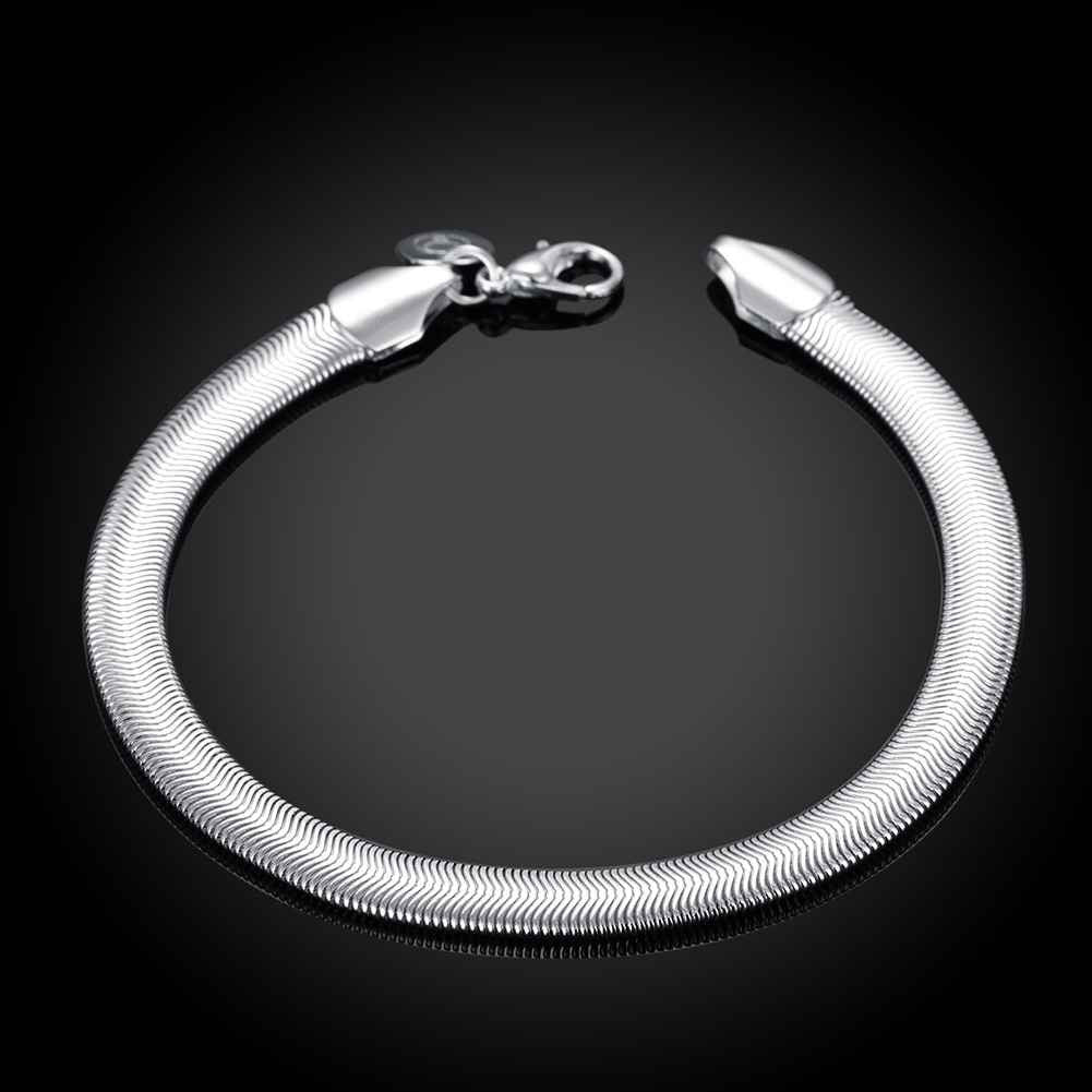 silver plated Flat Soft Snake Chain men bracelet margarida164 MP