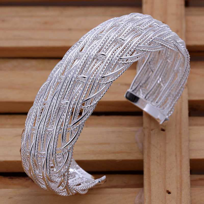 Lovely silver plated bangles Big Web women bracelet prices in euros SMTB139 MP