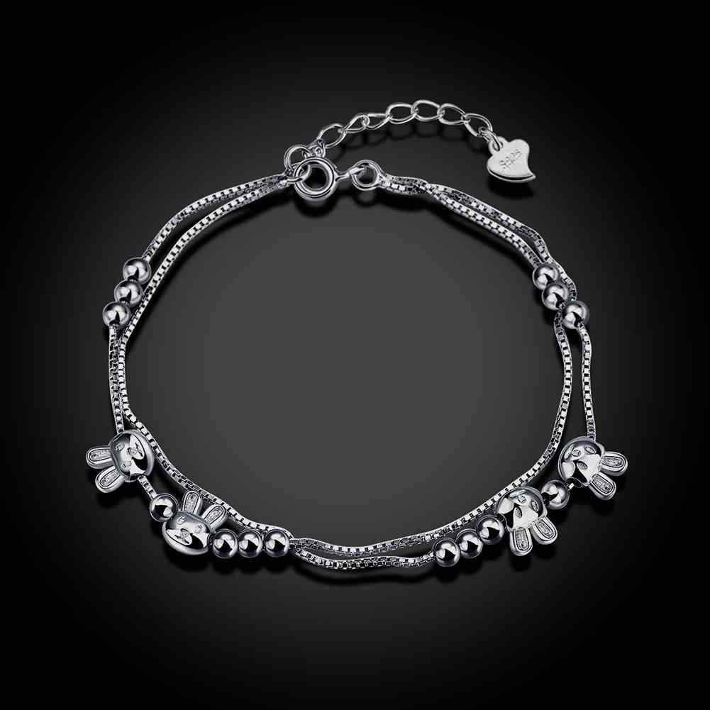 925 silver jewelry bracelet charms cat beads pulseira masculina 