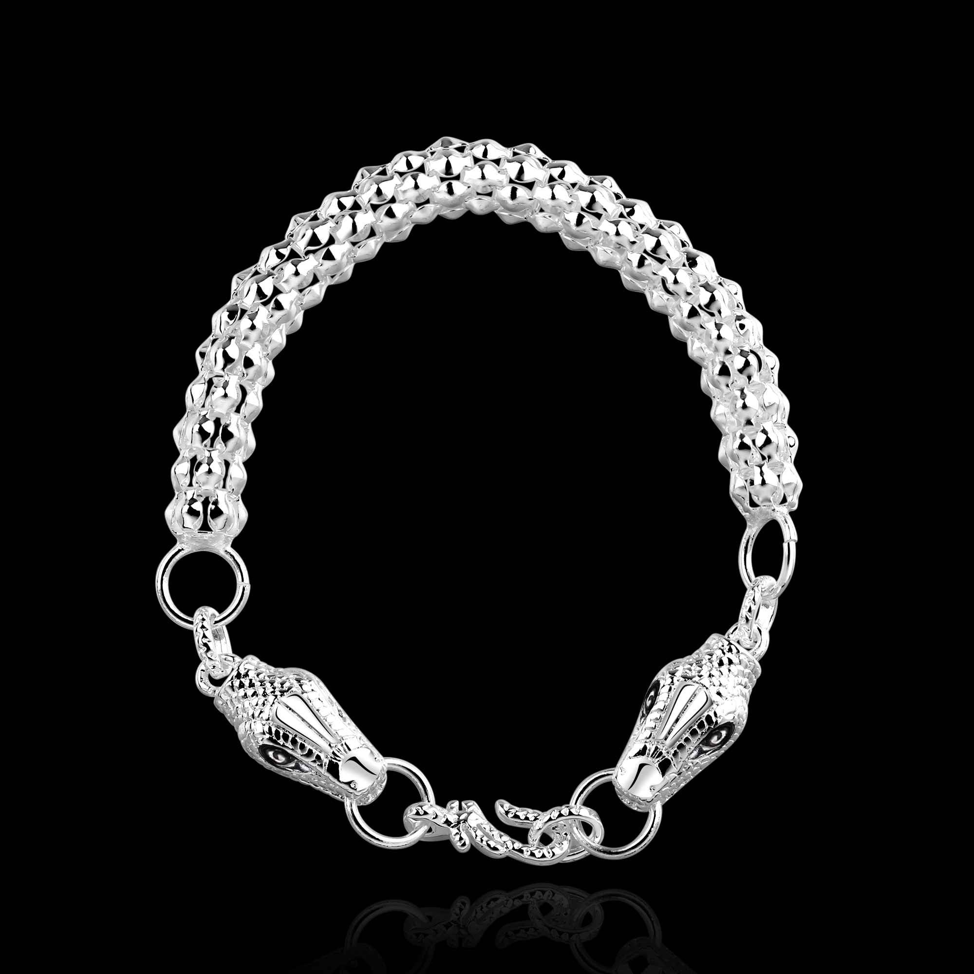 est silver plated charm bracelet Snake chain men bracelet charms355