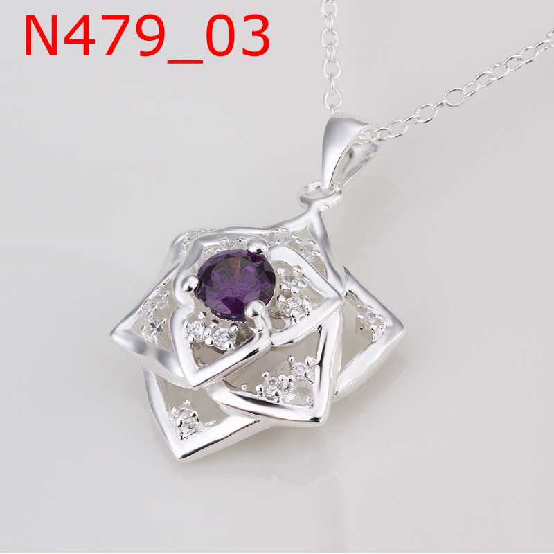 est silver plated pendant necklace Crystal gargantilha charm  8