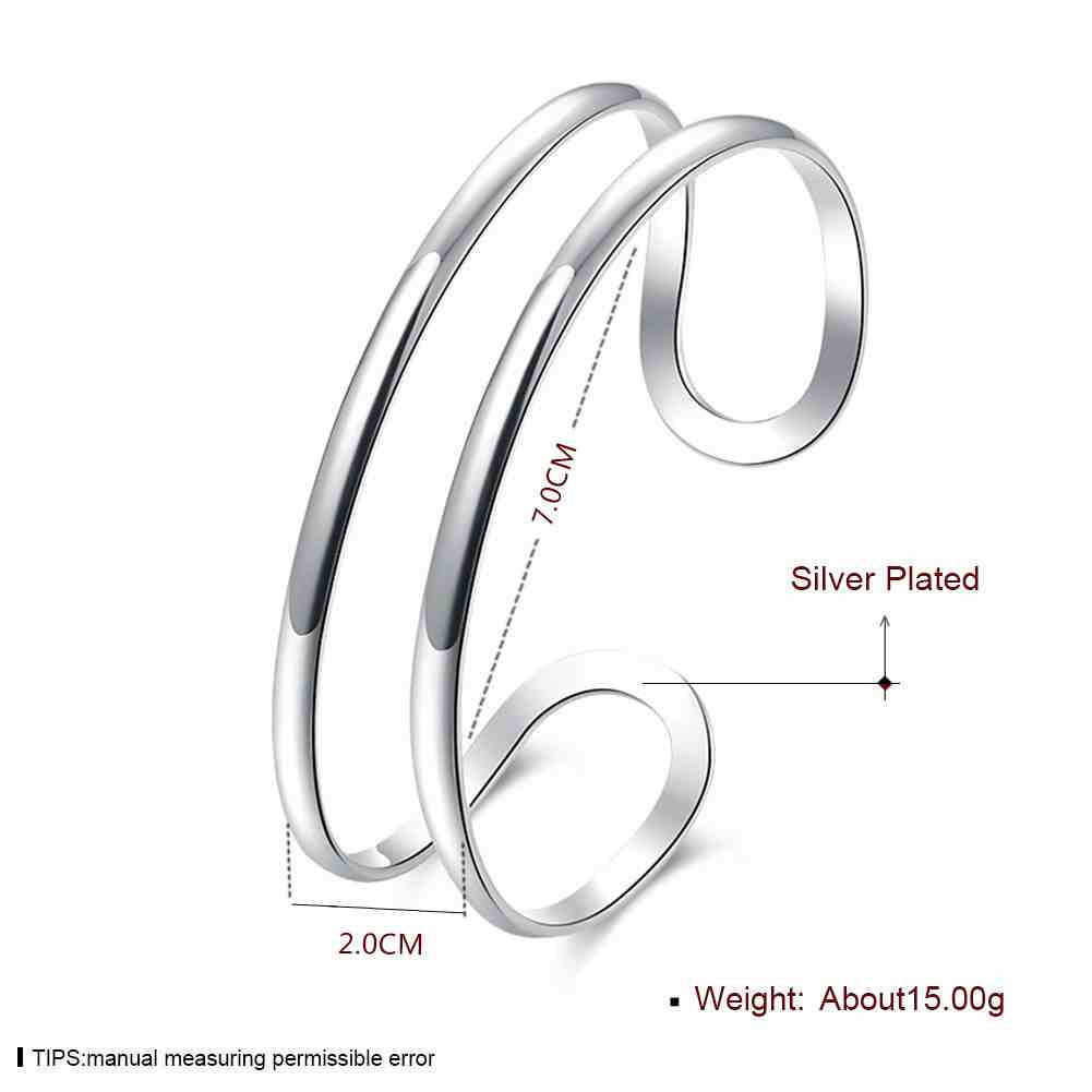 Best Gift silver charms bangle Flat Double Line Women Wedding Bracelet love SMTB 71