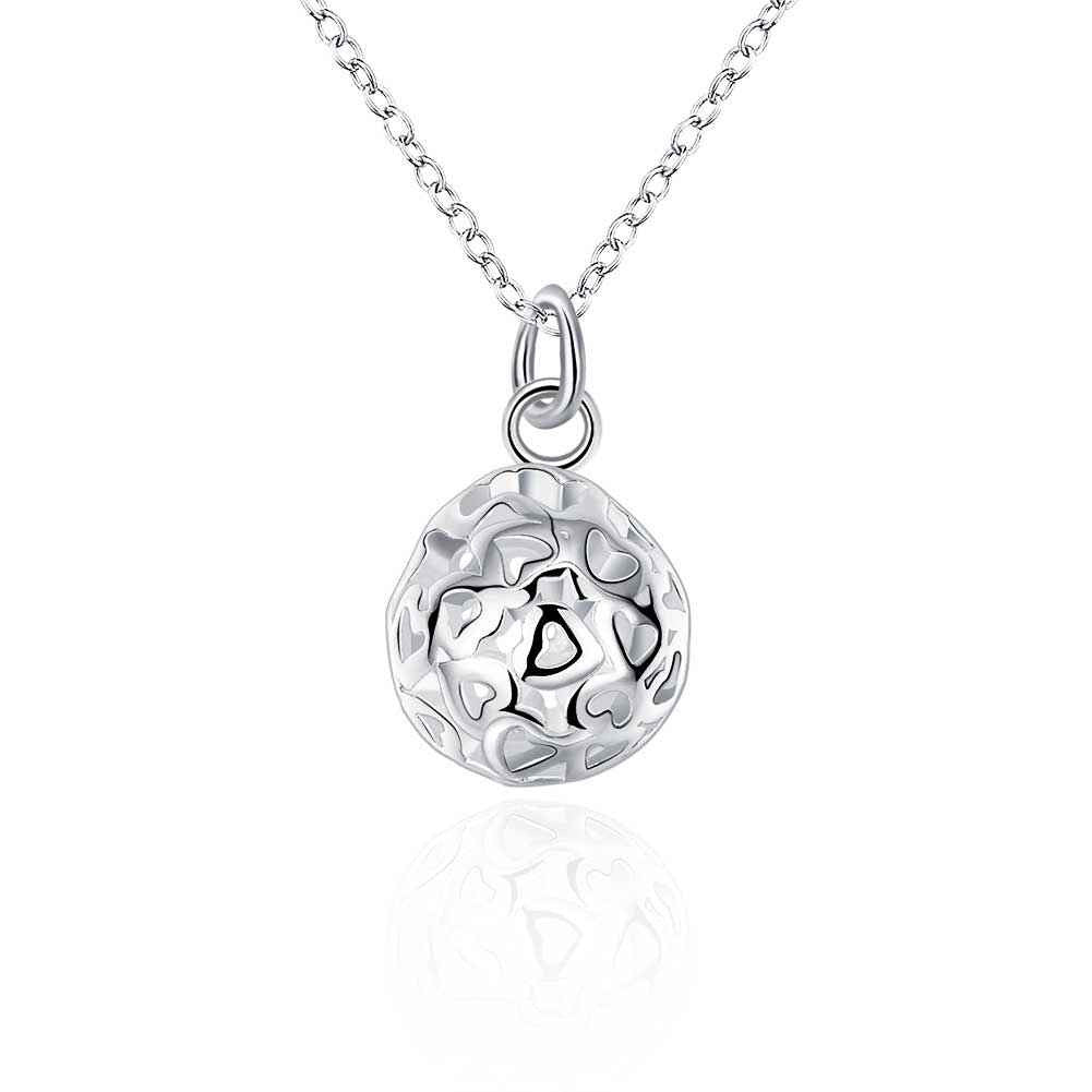 Best Gift silver plated pendant necklace Small solid ball collane charm MP