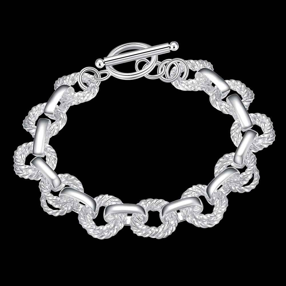 silver plated Double twisted wave TO men bracelet jewerly access