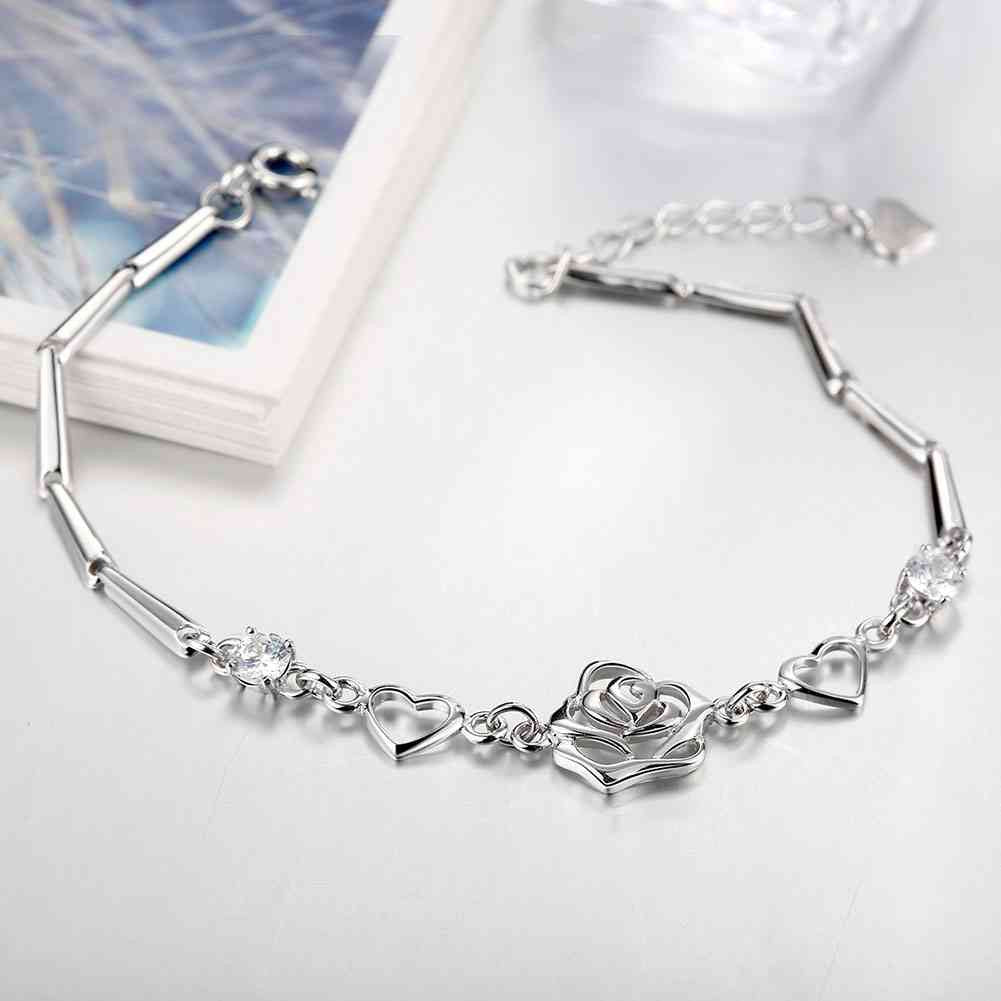 925 sterling silver bracelet men Flower pulseras mujer bijoux STVH 67