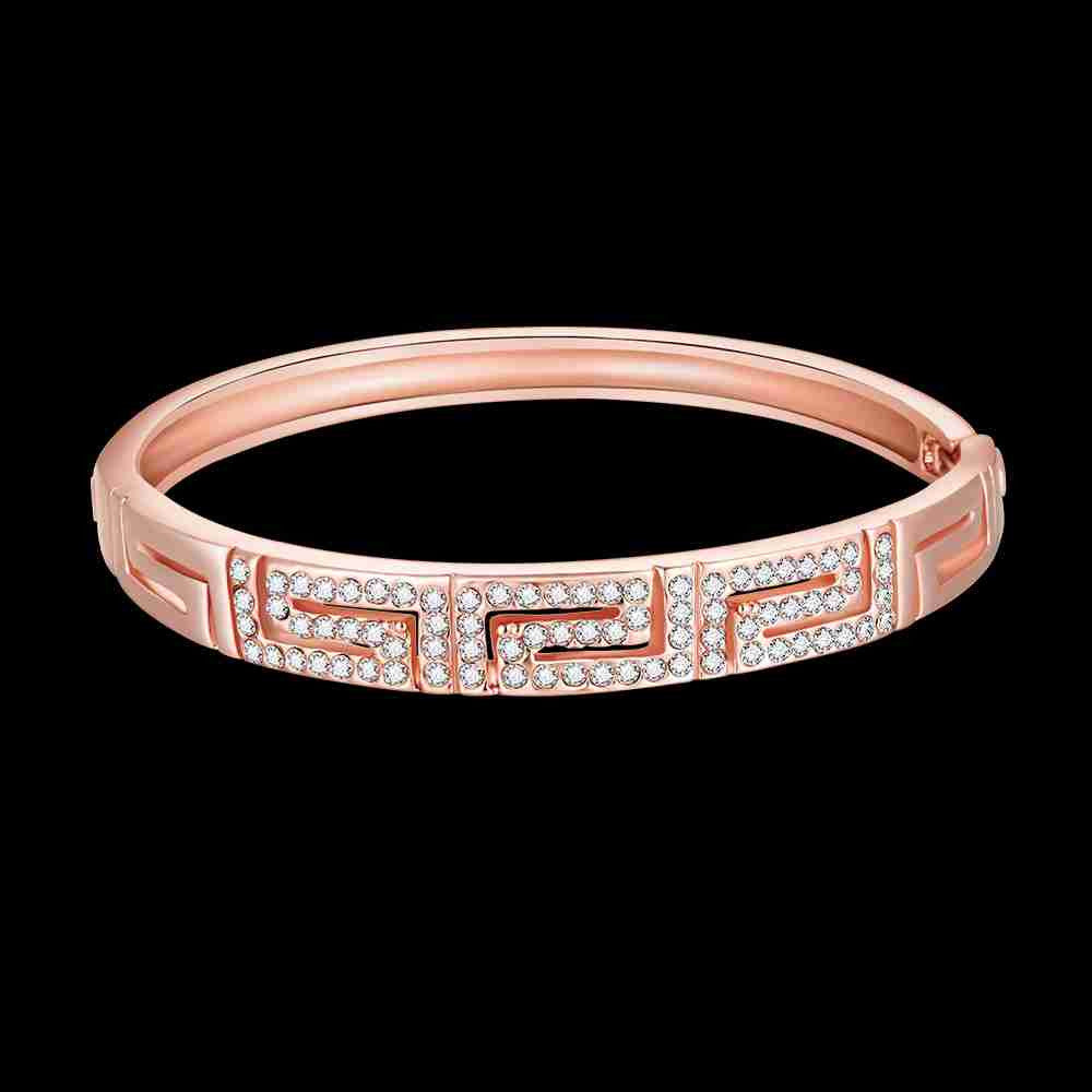 Trendy 18K Gold Plating Letter shaped inlay crystal men bracelet