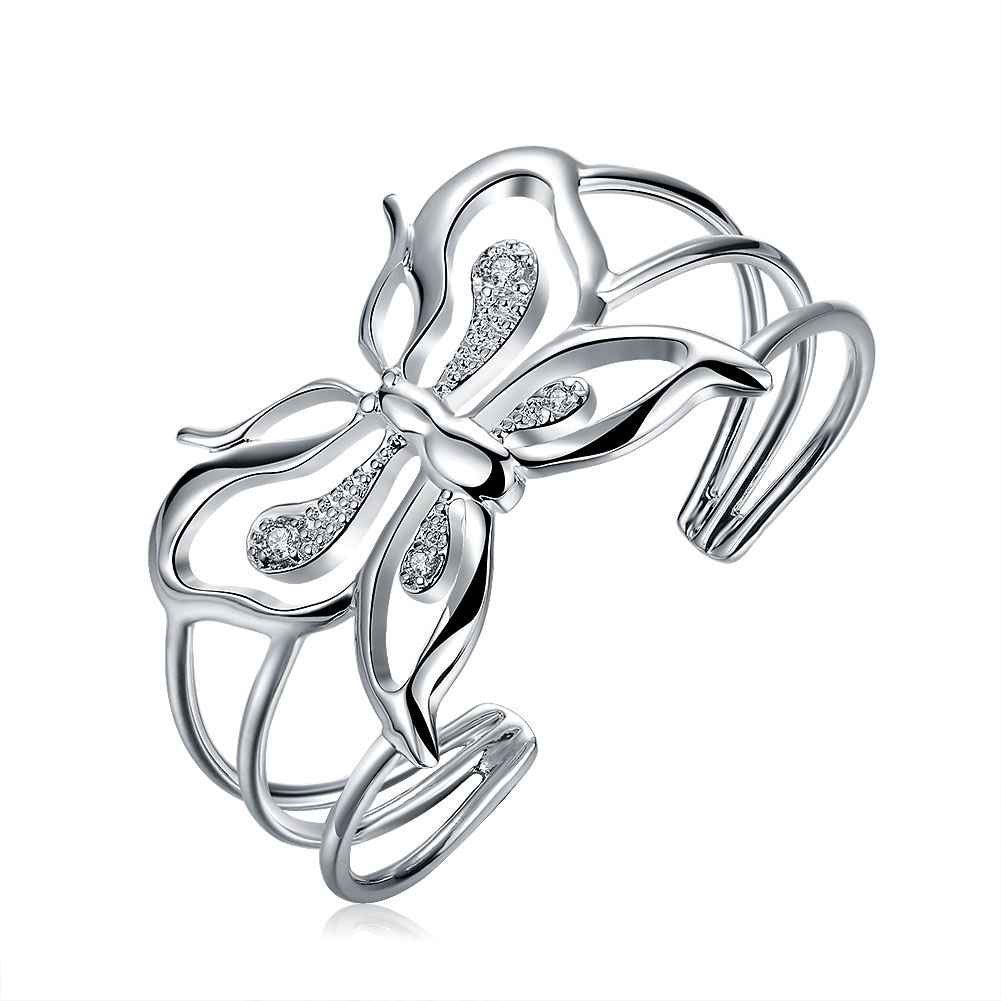 Trendy silver plated bangles Insets butterfly Women Wedding Bracelet prices in euros SMTB1 9 MP