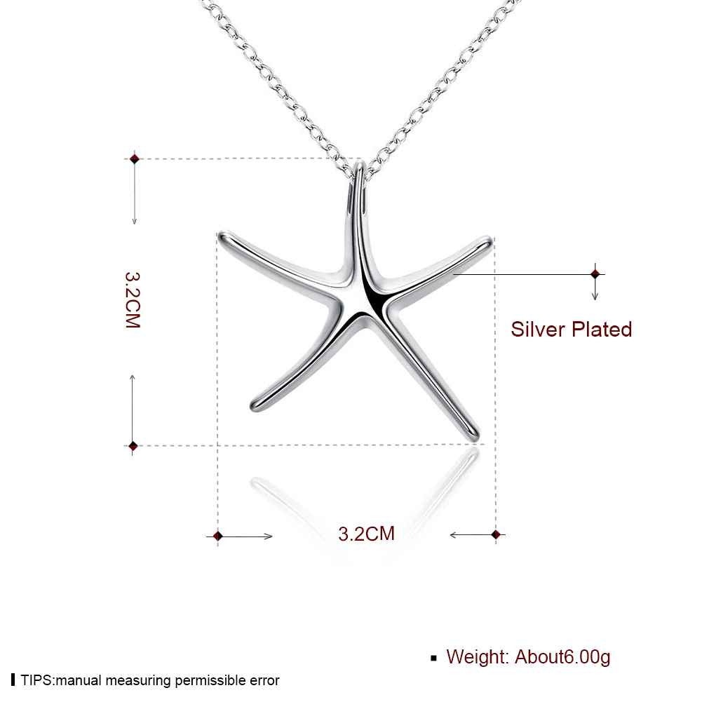 Trendy silver-plated pendant necklace Sea Star colar bijoux