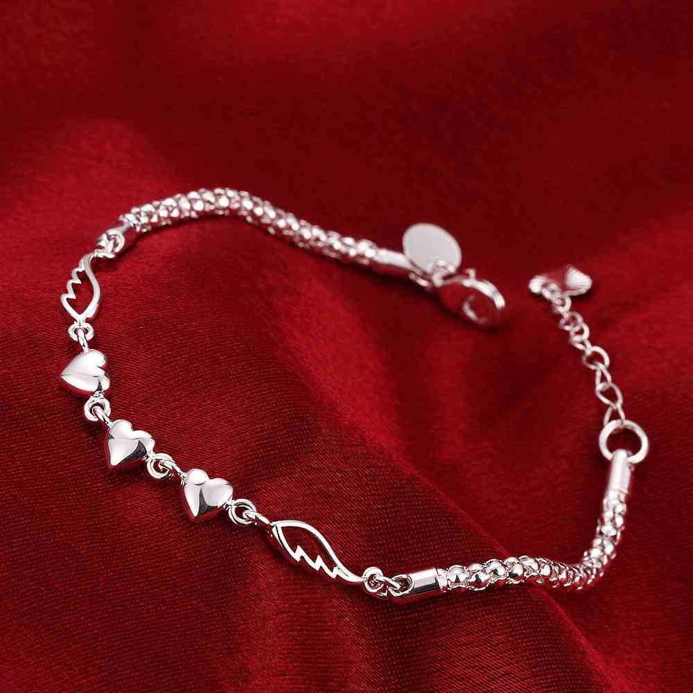 best friends silver charm bracelet Heart feather pulsera jewelle