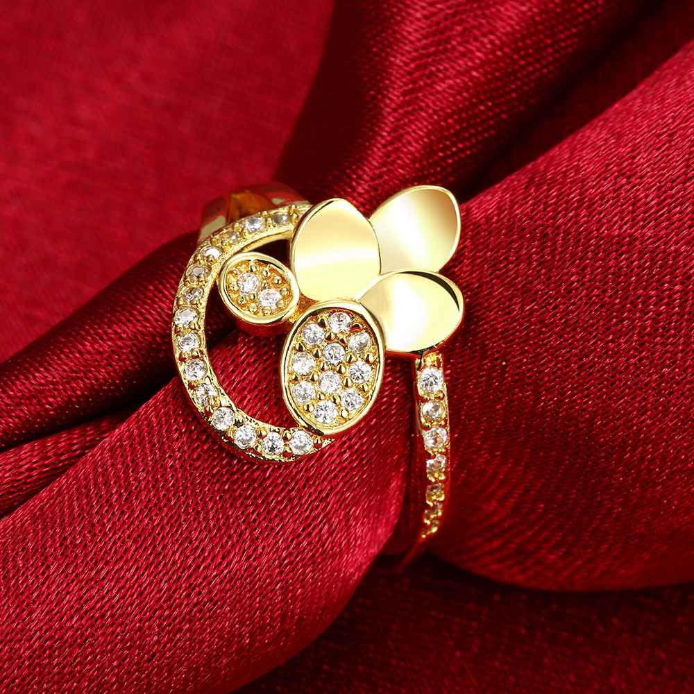 floating charms 18K Real Gold Plated wedding rings Snake eating flowers men ring collier plastron fe