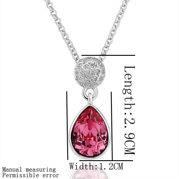 18K GP gold plated jewelry necklace fine red rhinestone crystal nickel free pendant necklace SMTPN19