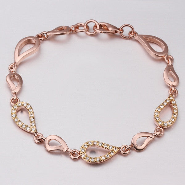 18K Gold Plated Bracelet Rose Gold Nickle-Free Tin Alloy Rhinestone Crystal Jewerly Bracelet SMTPB 4