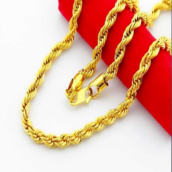 24K GP Gold Plated Necklace Mens & Women Yellow Gold Golden Jewelry Necklace YHDN 97