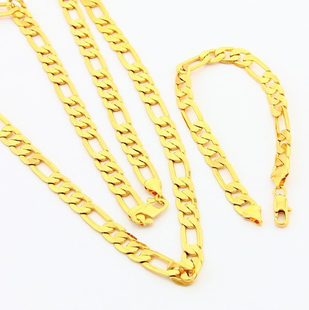 24k Gold Plated Mens Jewelry Sets Yellow Gold Golden Necklace Bracelet YHDS 9 MP