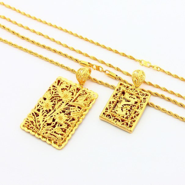 24k Gold Plated Mens Jewelry Sets Yellow Gold Golden Necklace Bracelet YHDS  7