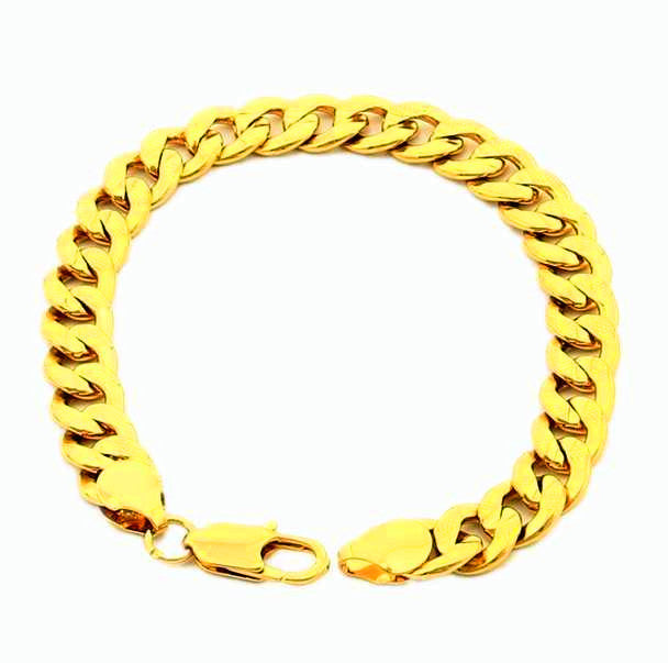 24K Gold Plated Bracelet 9MM Yellow Gold Golden Bracelet Bangle 
