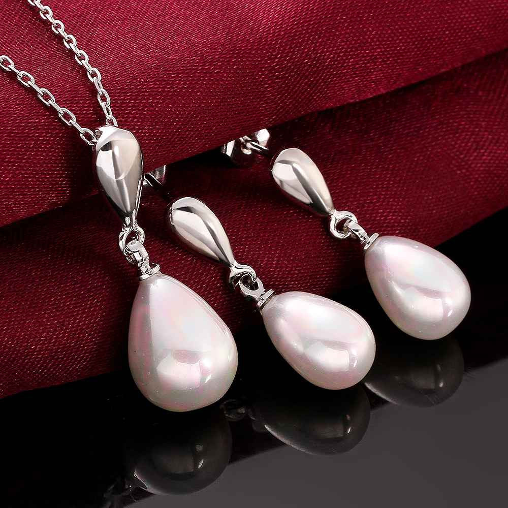 best friends simulated pearl jewelry set estina lovely necklace+earrings jewellery NPLS 6