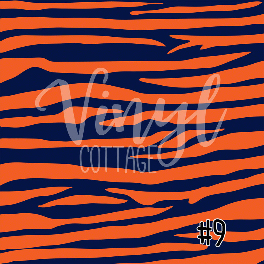 Orange and Black Tiger Stripe Patterned Vinyl Sheets