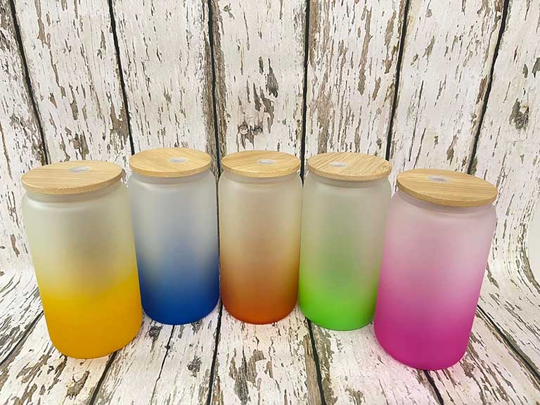 16oz FROSTED COLORED GLASS Sublimation Tumblers