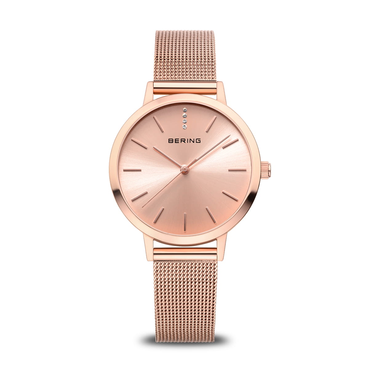 Bering Classic Rose Gold Mesh Watch