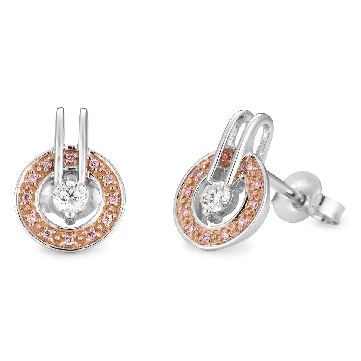 Pink Diamond Round Earring - Markbridge Jewellers