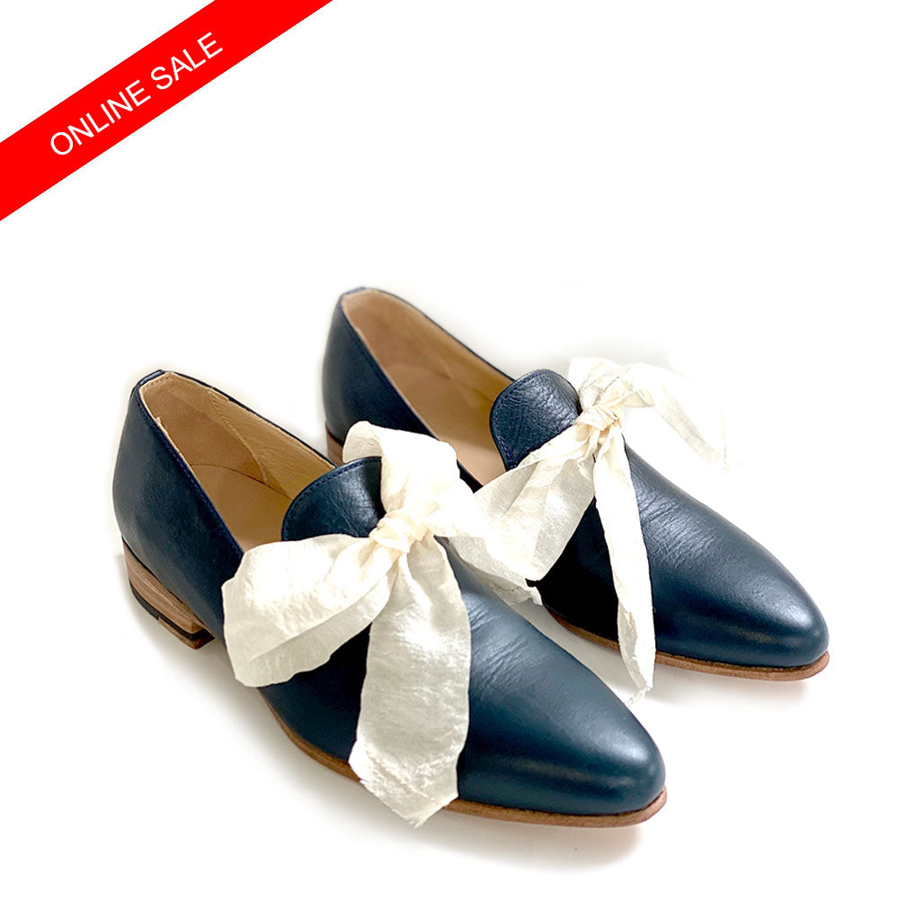 SS - Liz Navy Blue Leather with Bow