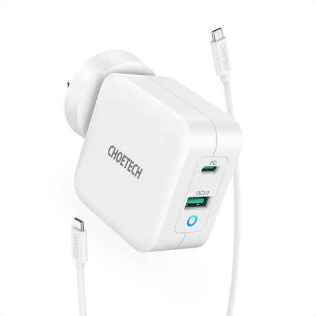 Choetech White 100W USB-C Dual GaN Charger with 1.8 USB-C Cable - For Apple  iPad Pro 12.9'' 2021