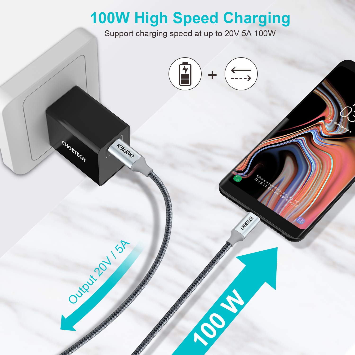 Type-c to Type-c Cable fast charge. Сетевое USB A + 3 USB C 65w gan Tech fast Charger (70774). Кабель USB Type-c для ONEPLUS Dash charge (fast charge 4a) 150 см.