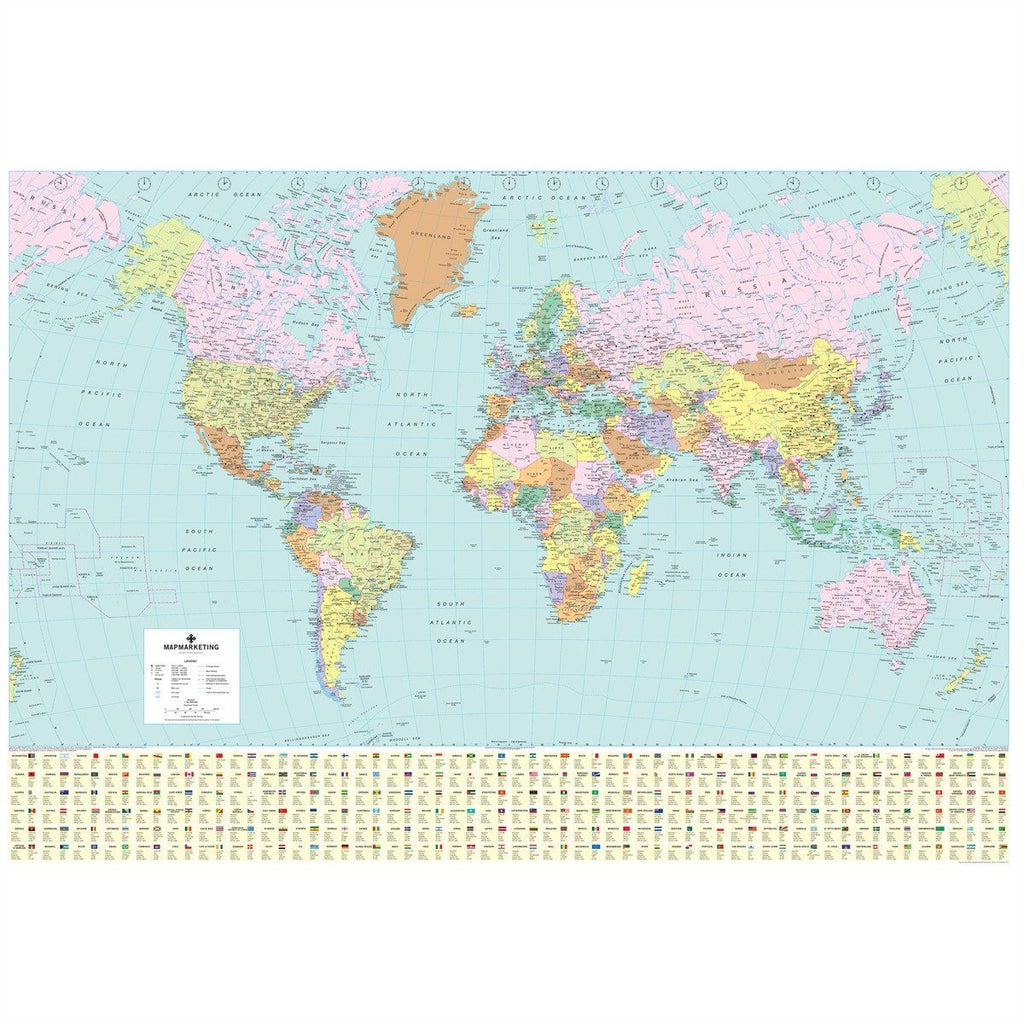 Large Political World Wall Map Laminated 8549