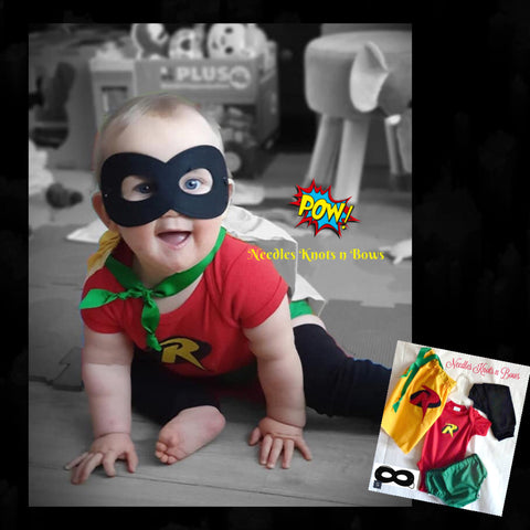 Robin Costume, Baby Toddler Halloween Cosplay Costume – Needles Knots n Bows