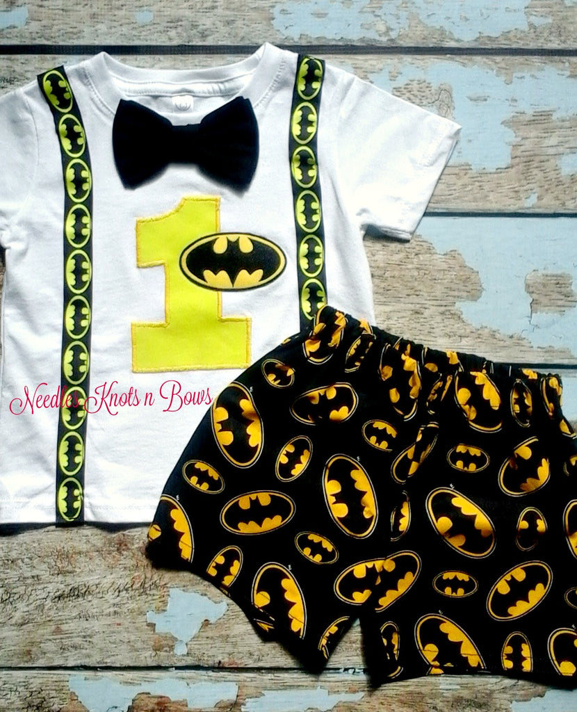 Batman Birthday Shirt | Cake Smash Outfits | Boys Batman Birthday Outfit |  Boys 1st - 2nd Birthday Outfit – Needles Knots n Bows