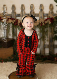 Girls Buffalo Plaid Romper, Baby Girls Long Sleeve Buffalo Plaid Rompe