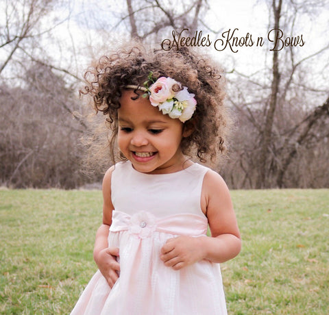 pink flower crown headband