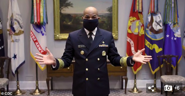 US Surgeon General wearing a tshirt mask