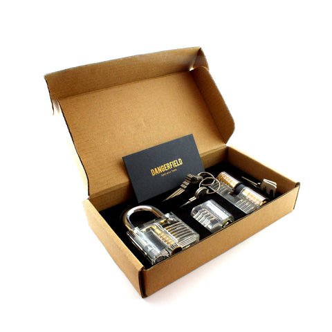 Boxed set of 3 Clear Practice Locks