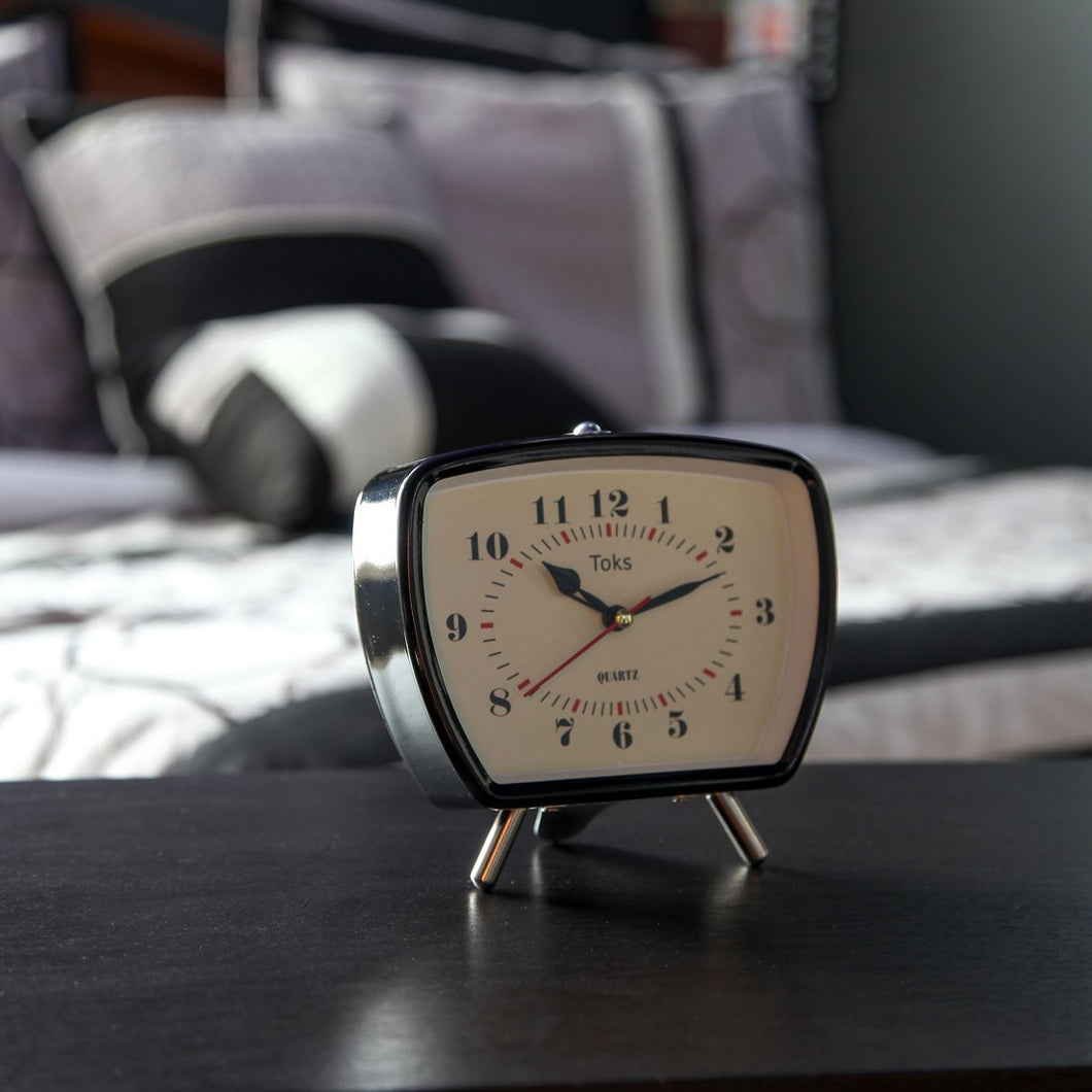 retro red alarm clock