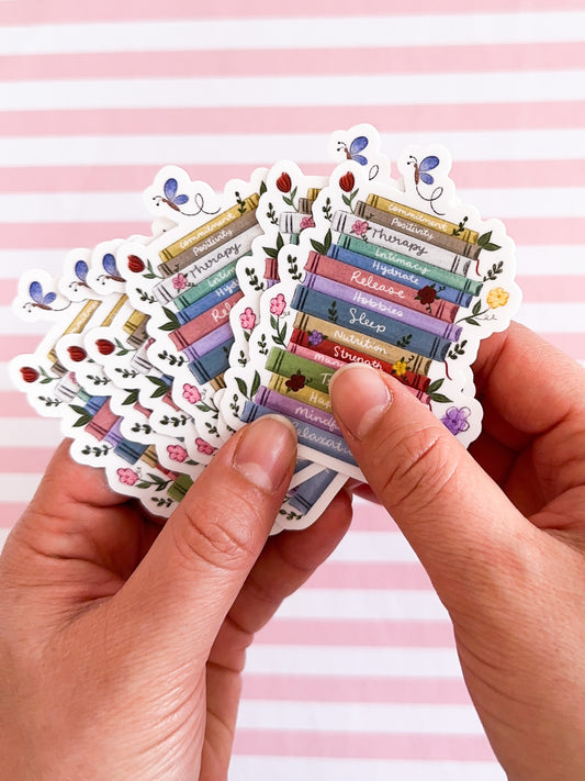 Book Stack Sticker – the pretty pink studio