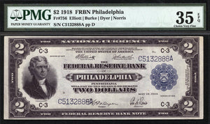 1918 - $2 Note - Federal Reserve Bank Note Philadelphia - FR 756 - PMG Choice VF35 EPQ - Hard Asset Management, Inc
