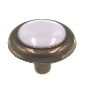 Amerock 244FWB Antique Brass 1 Knob White Center With Flowers