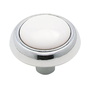 Polished Brass 1 1/4 Cabinet Knob, White Ceramic Center Kraftmaid 7050846