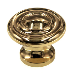 Keeler White & Polished Brass Round 1 1/4 Porcelain Cabinet Knob F69