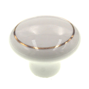 Polished Brass 1 1/4 Cabinet Knob, White Ceramic Center Kraftmaid