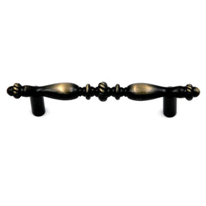 Period Brass Cabinet Pull 3 Ctr Two-Tone Polished Chrome Solid Brass